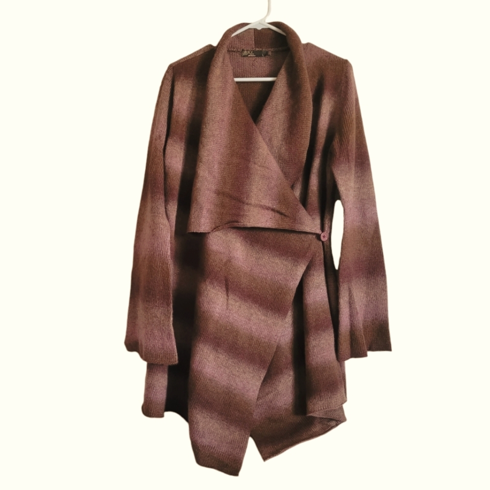 New Prana Waterfall cardigan wool blend Duster sweater Ombre,Large